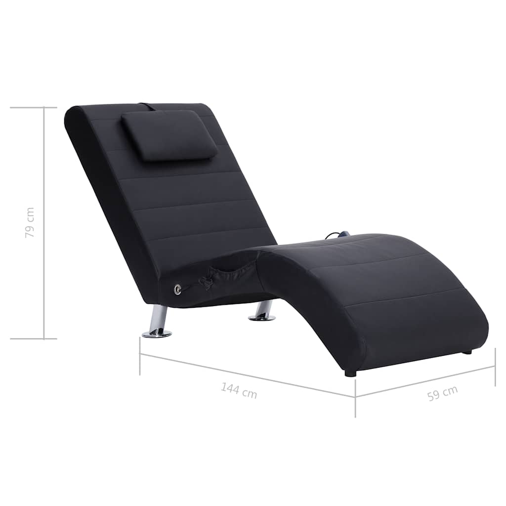 Sdraio Massaggiante con Cuscino Nero in Similpelle - homemem39