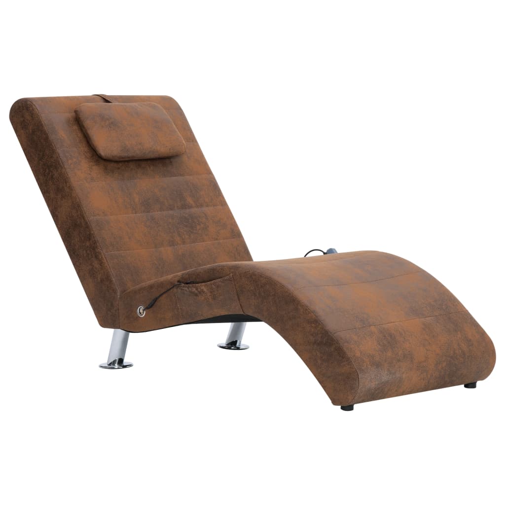 Sdraio Massaggiante con Cuscino Marrone Similpelle Scamosciata - homemem39
