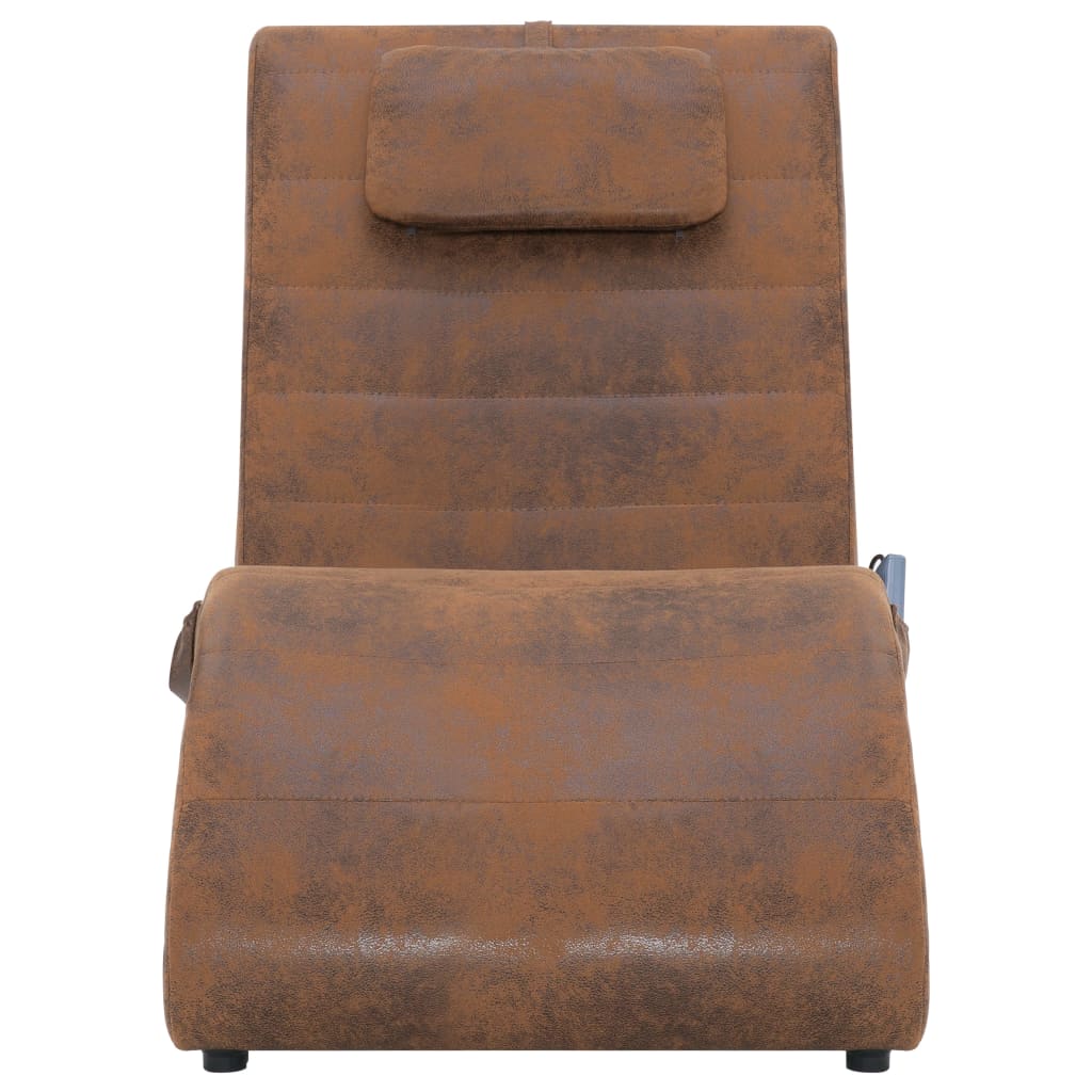 Sdraio Massaggiante con Cuscino Marrone Similpelle Scamosciata - homemem39
