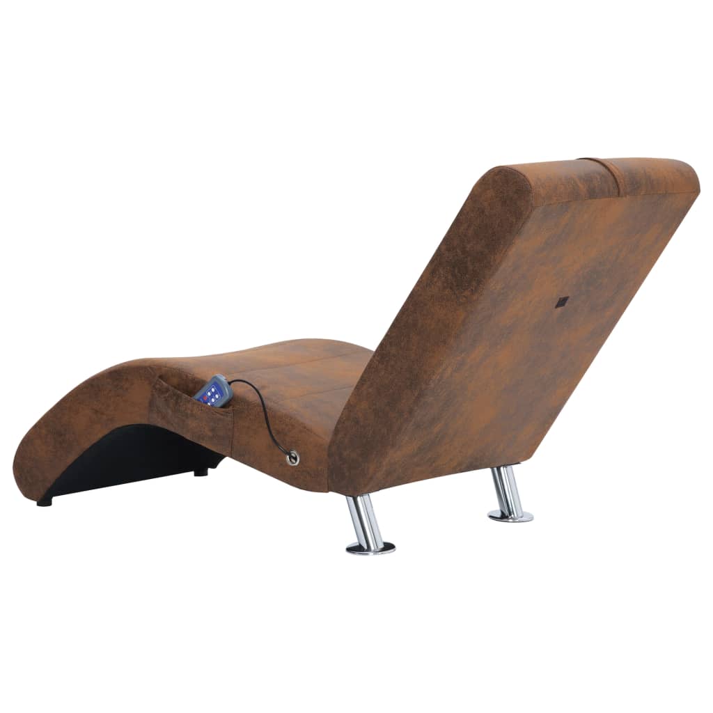 Sdraio Massaggiante con Cuscino Marrone Similpelle Scamosciata - homemem39