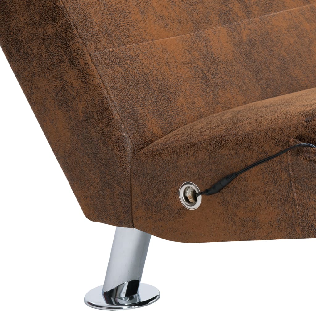 Sdraio Massaggiante con Cuscino Marrone Similpelle Scamosciata - homemem39