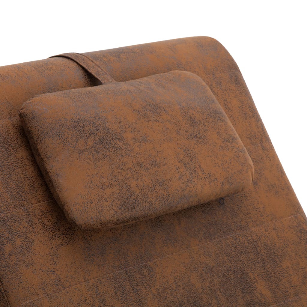 Sdraio Massaggiante con Cuscino Marrone Similpelle Scamosciata - homemem39