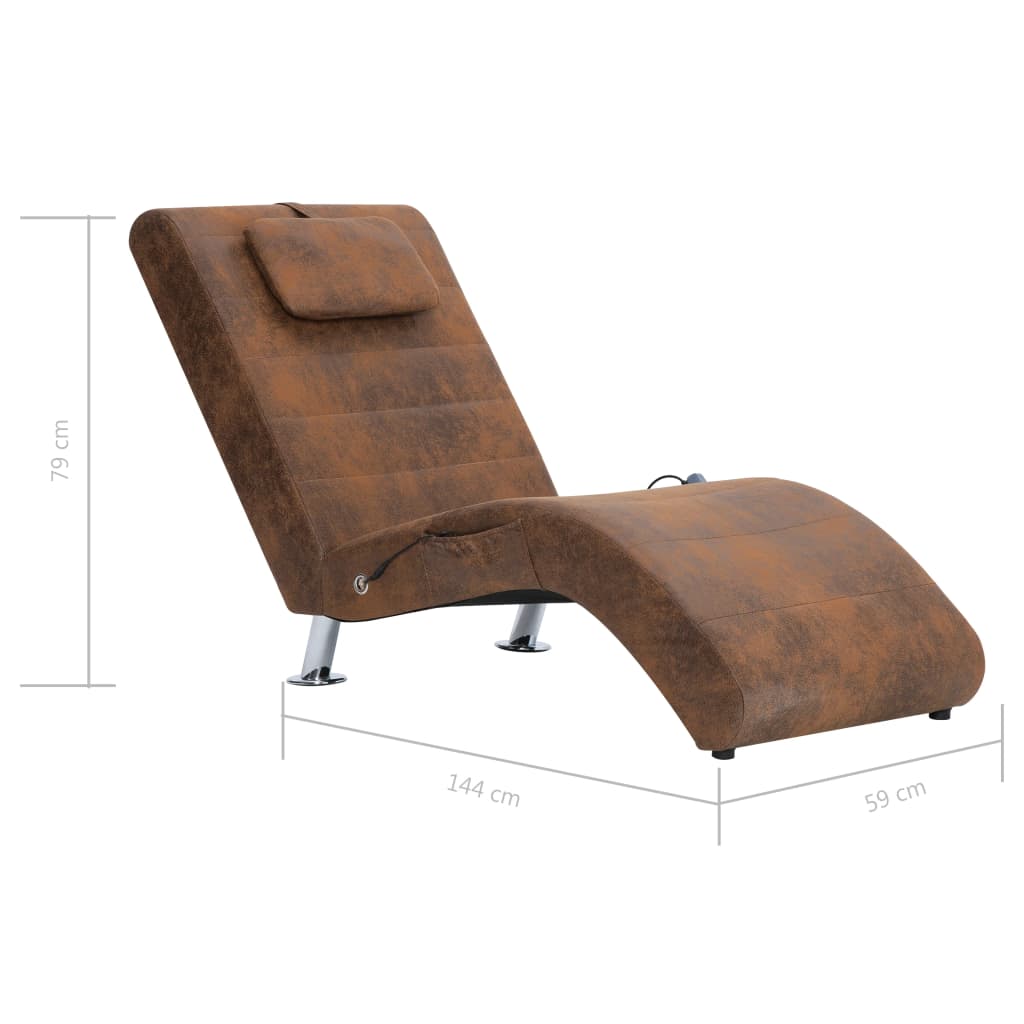 Sdraio Massaggiante con Cuscino Marrone Similpelle Scamosciata - homemem39