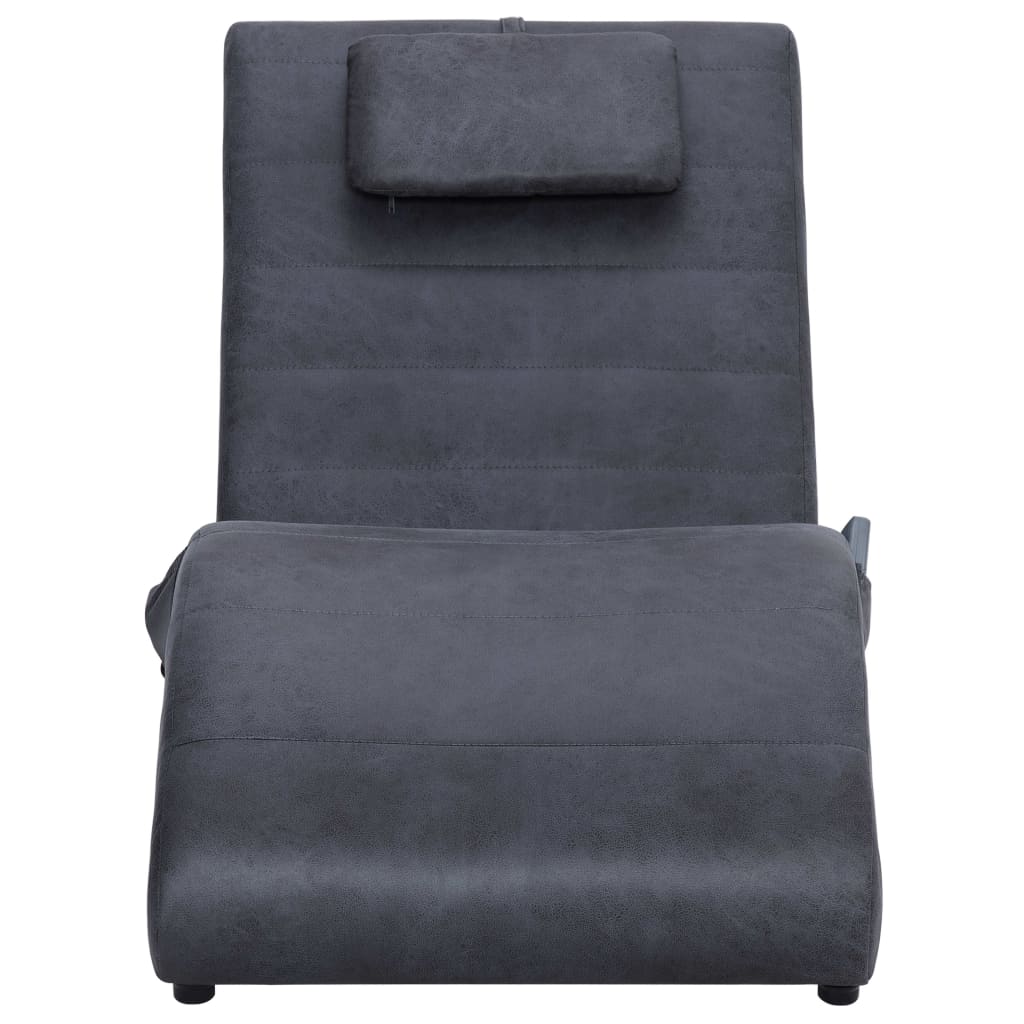 Sdraio Massaggiante con Cuscino Grigia Similpelle Scamosciata - homemem39