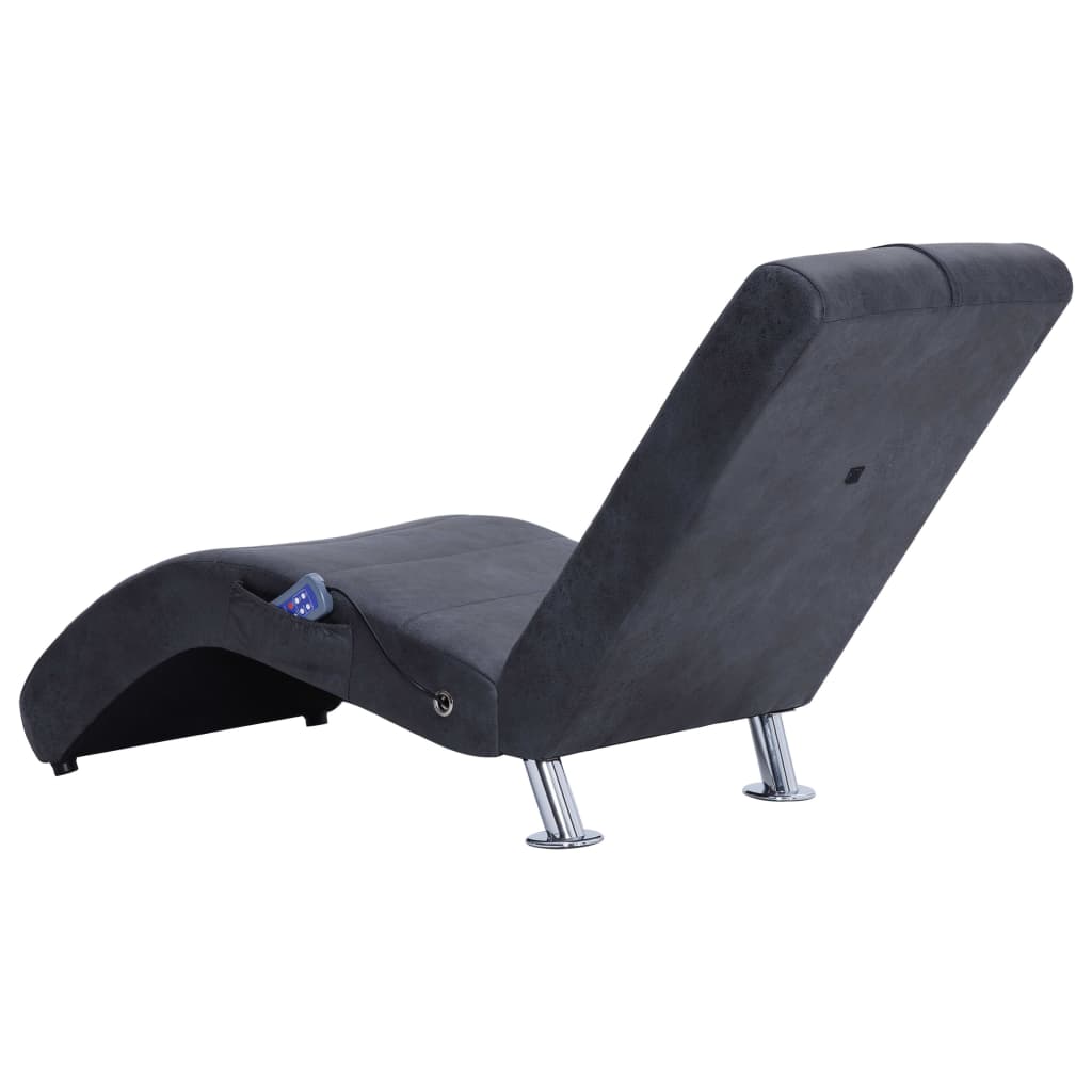 Sdraio Massaggiante con Cuscino Grigia Similpelle Scamosciata - homemem39