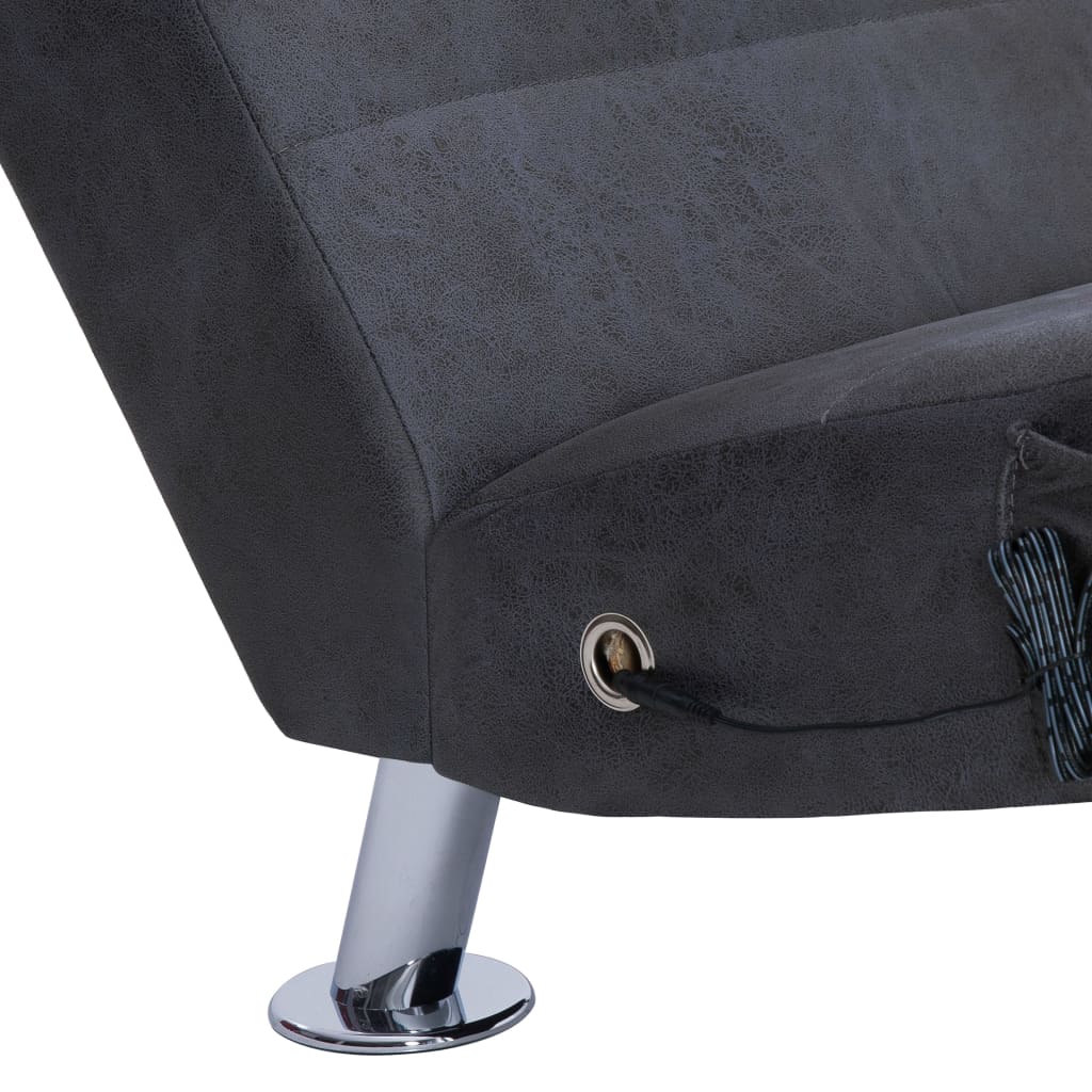 Sdraio Massaggiante con Cuscino Grigia Similpelle Scamosciata - homemem39