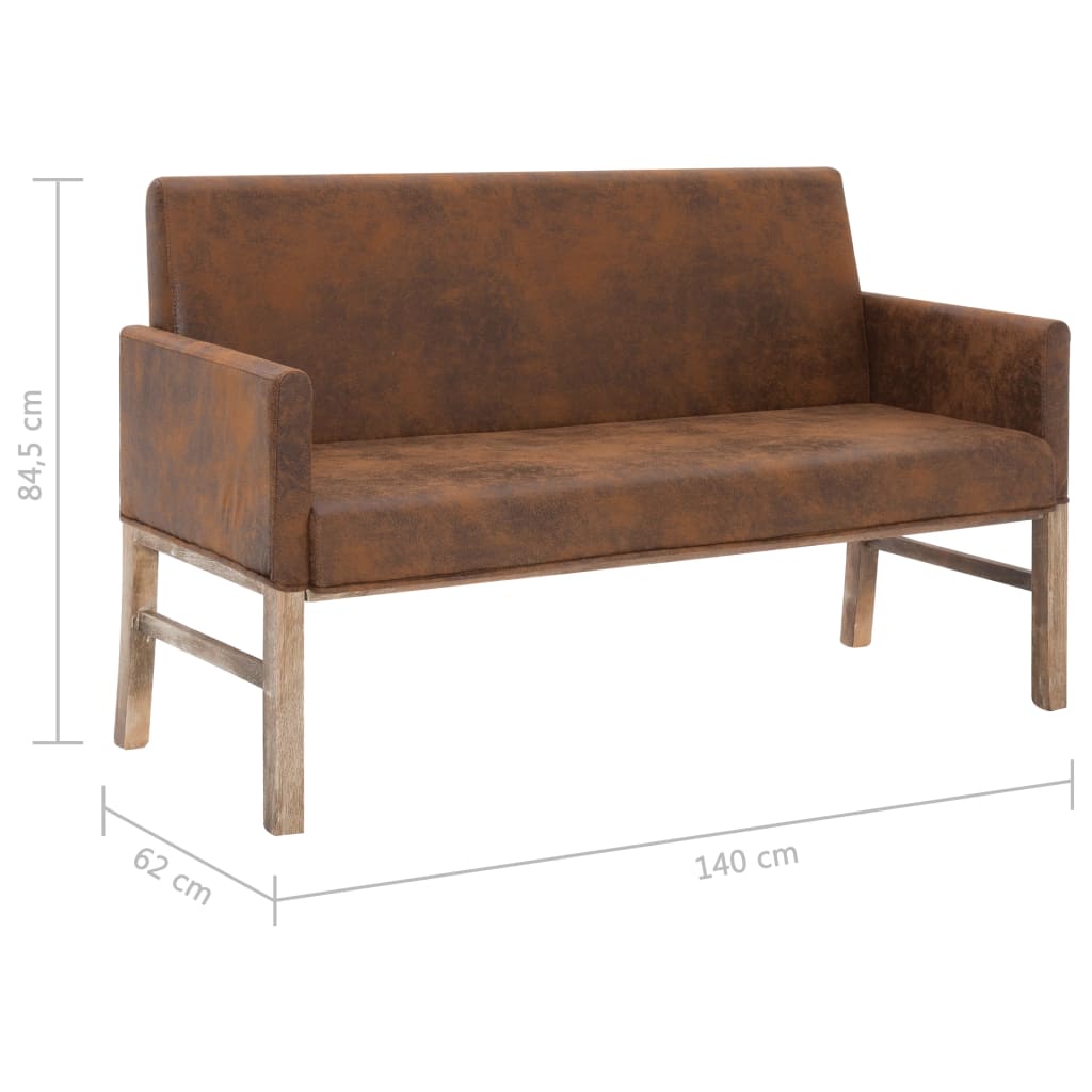 Panca con Braccioli 140 cm Marrone in Similpelle Scamosciata | homemem39