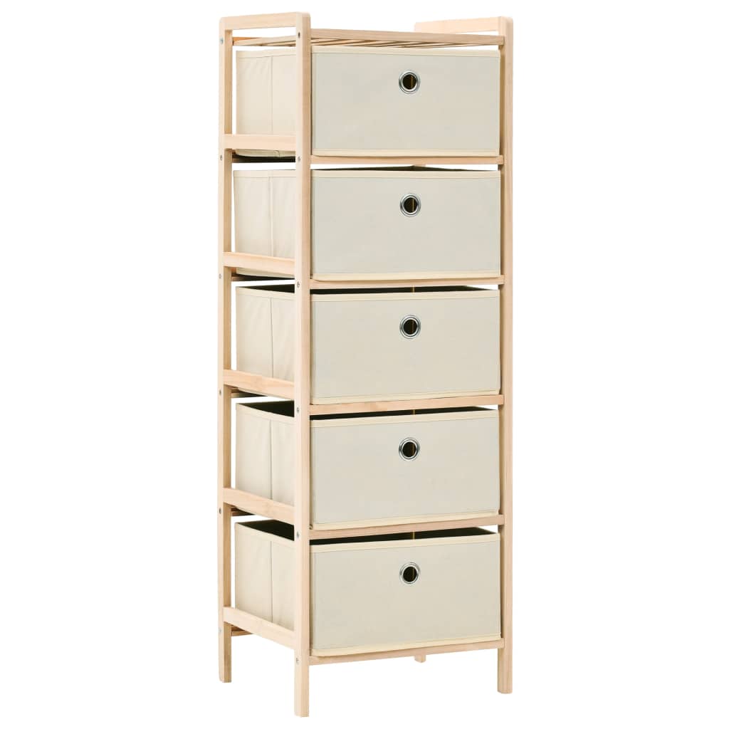 Scaffali con 5 Cesti in Tessuto 2 pz in Legno di Cedro Beige - homemem39