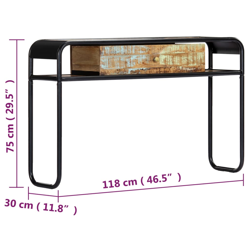 Tavolo Consolle 118x30x75 cm in Legno Massello di Recupero - homemem39