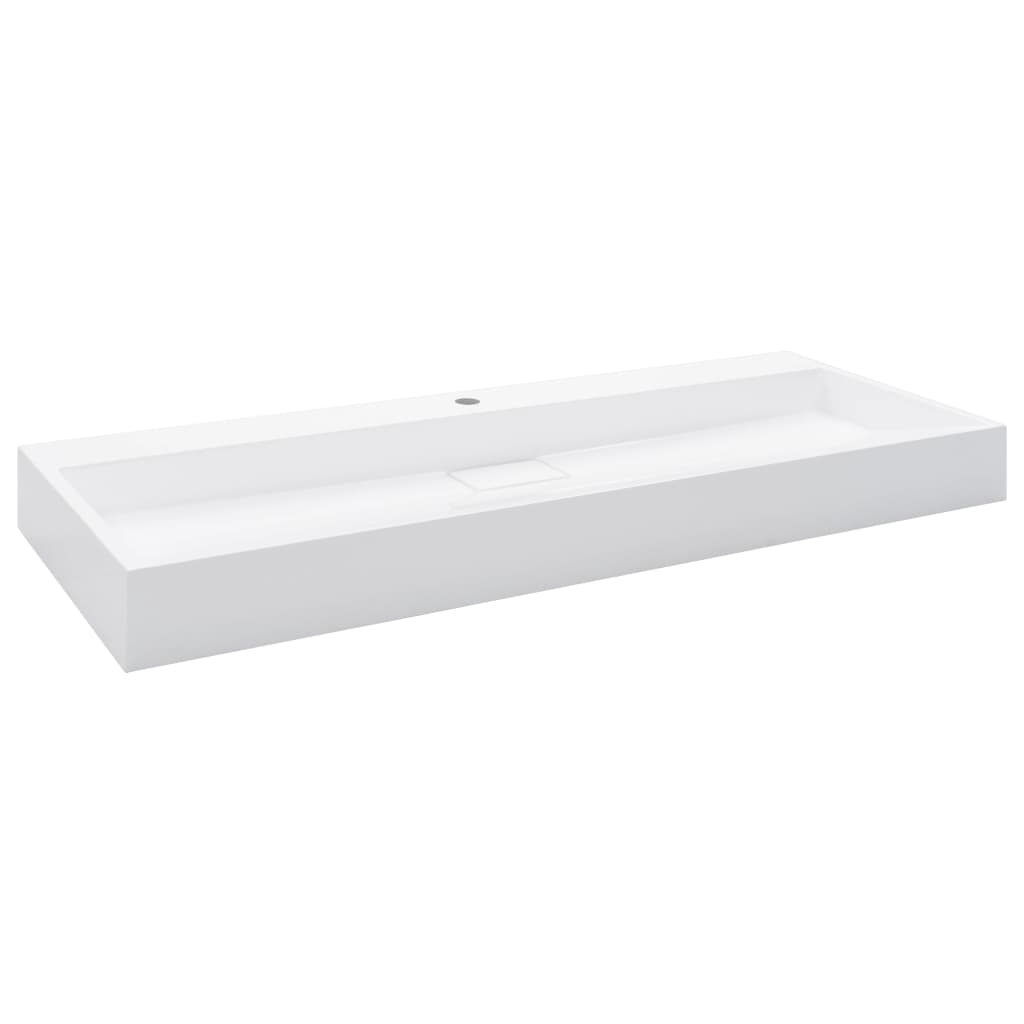 Lavandino 120x46x11 cm Blocco in Marmo/Minerale Bianco - homemem39