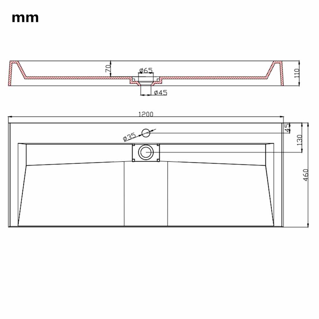 Lavandino 120x46x11 cm Blocco in Marmo/Minerale Bianco | homemem39