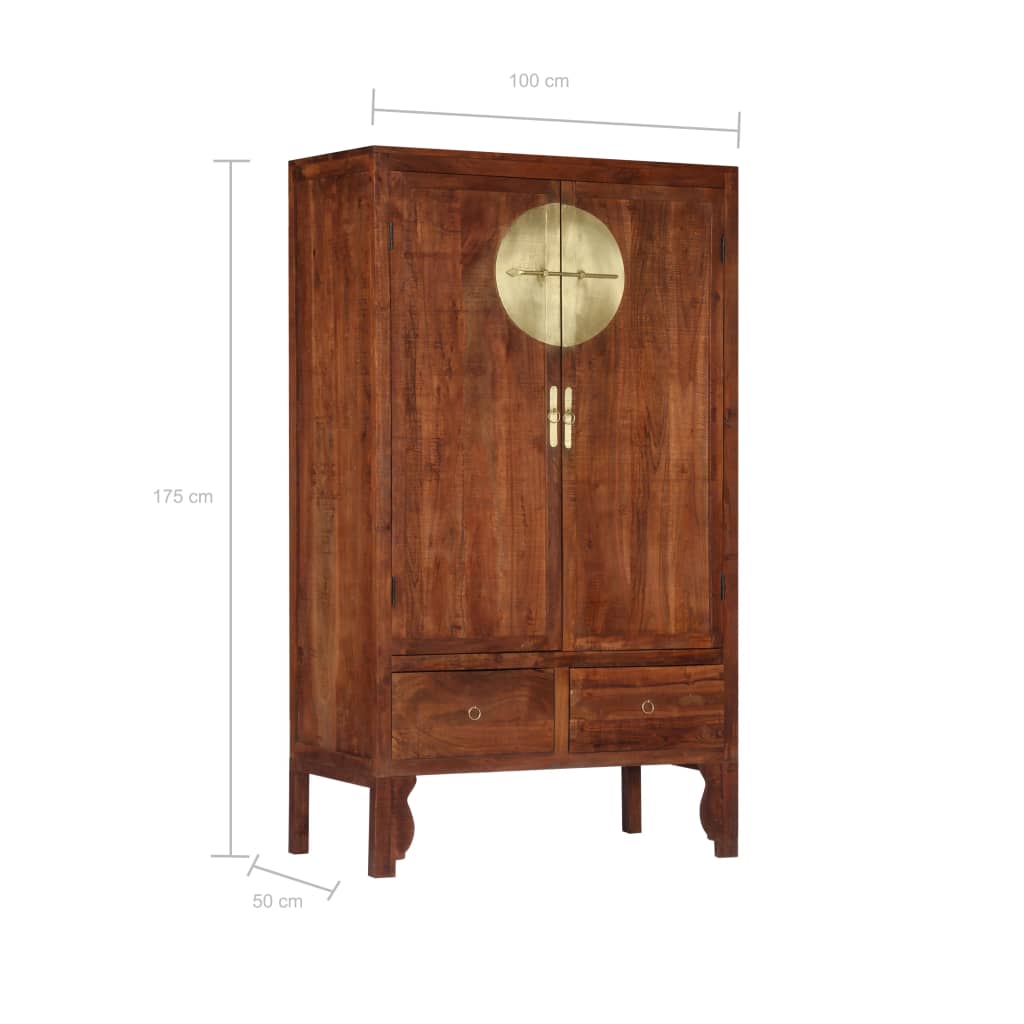 Guardaroba 100x50x175 cm in Legno Massello d'Acacia - homemem39