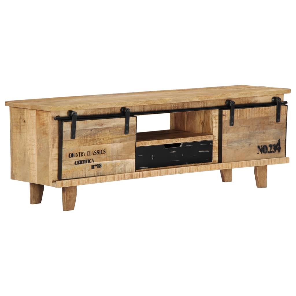 Mobile Porta TV 120x30x40 cm in Legno Massello di Mango - homemem39