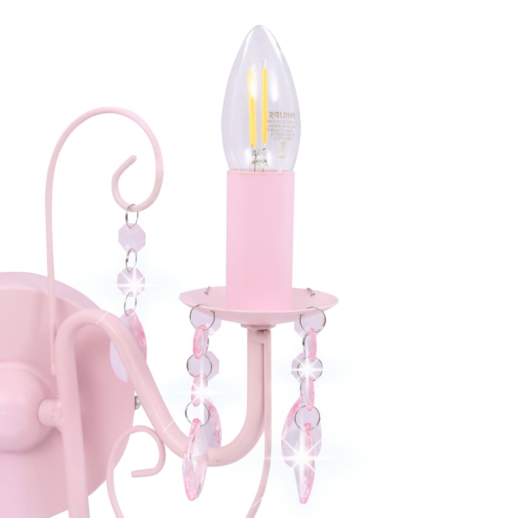 Lampada da Muro con Perle Rosa 2 Lampadine E14 | homemem39