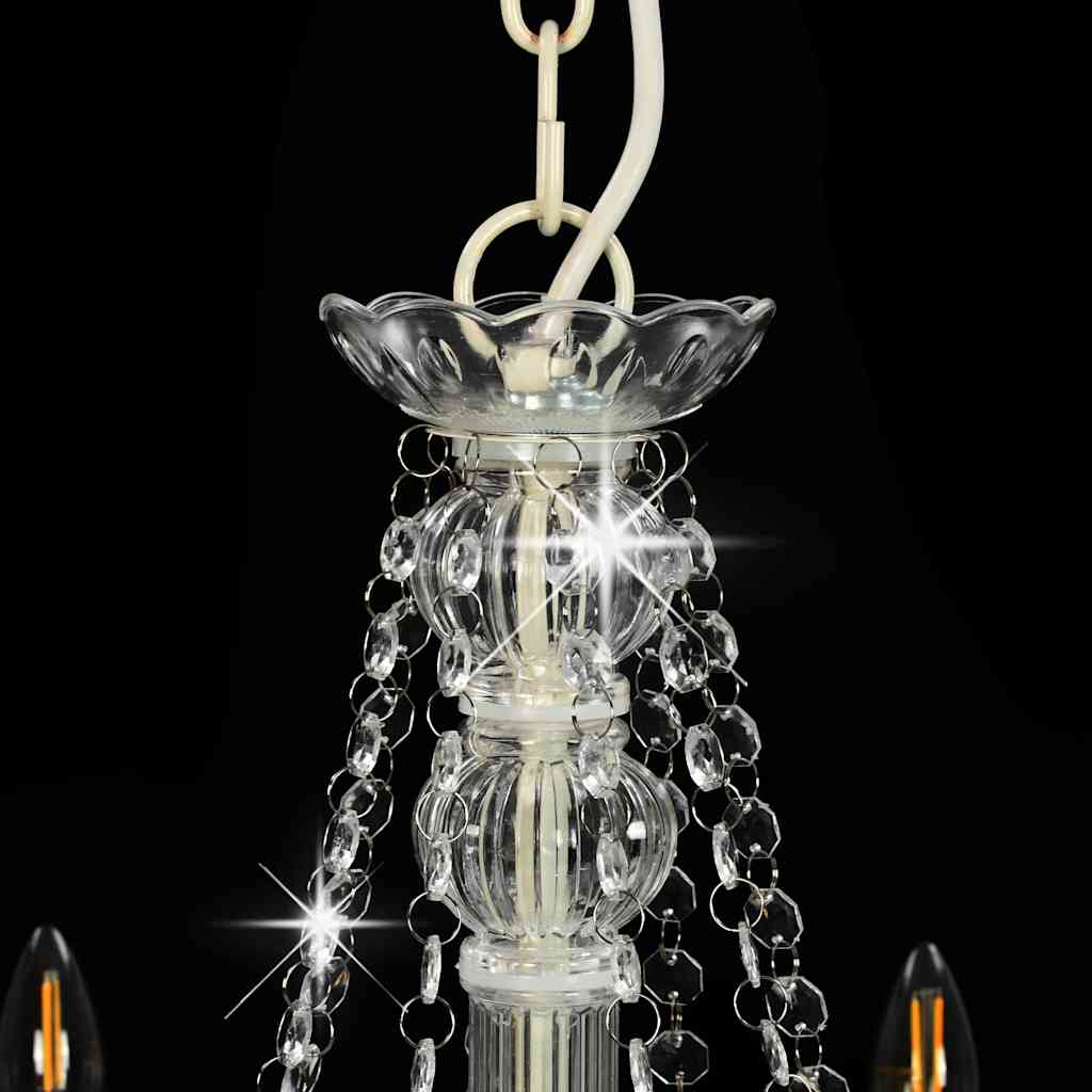 Lampadario con Perline Bianco 8 Lampadine E14 - homemem39