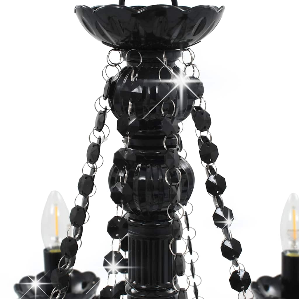 Lampadario con Perline Nero 8 Lampadine E14 - homemem39