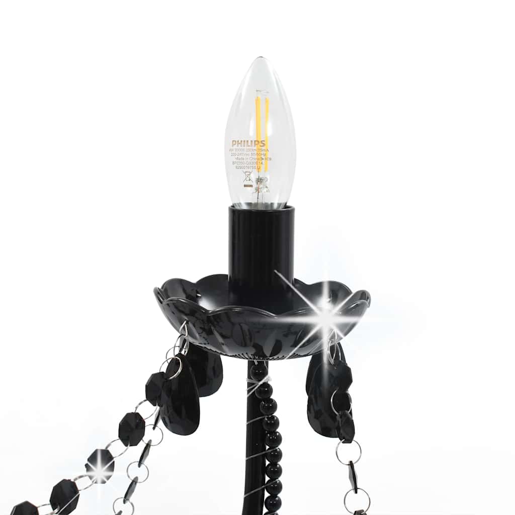 Lampadario con Perline Nero 8 Lampadine E14 - homemem39