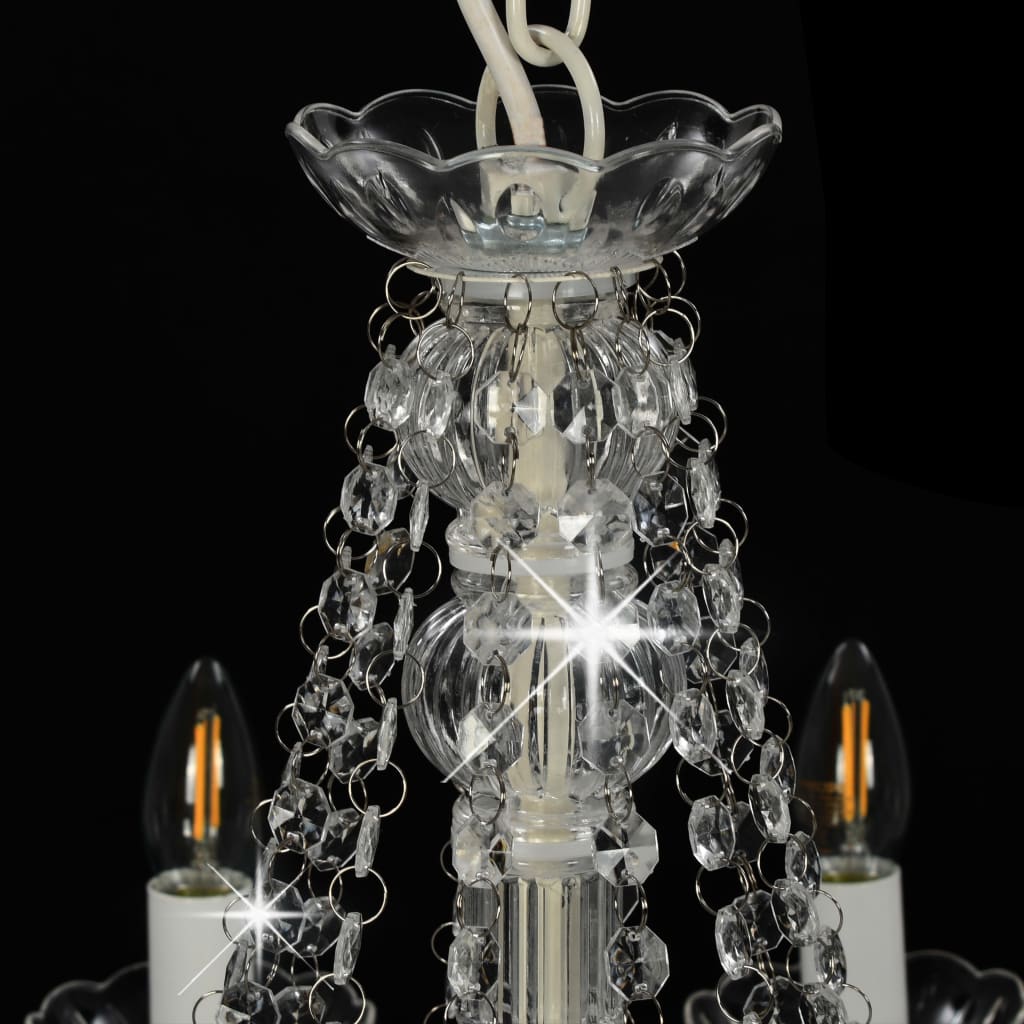 Lampadario con Perline Bianco 12 Lampadine E14 - homemem39