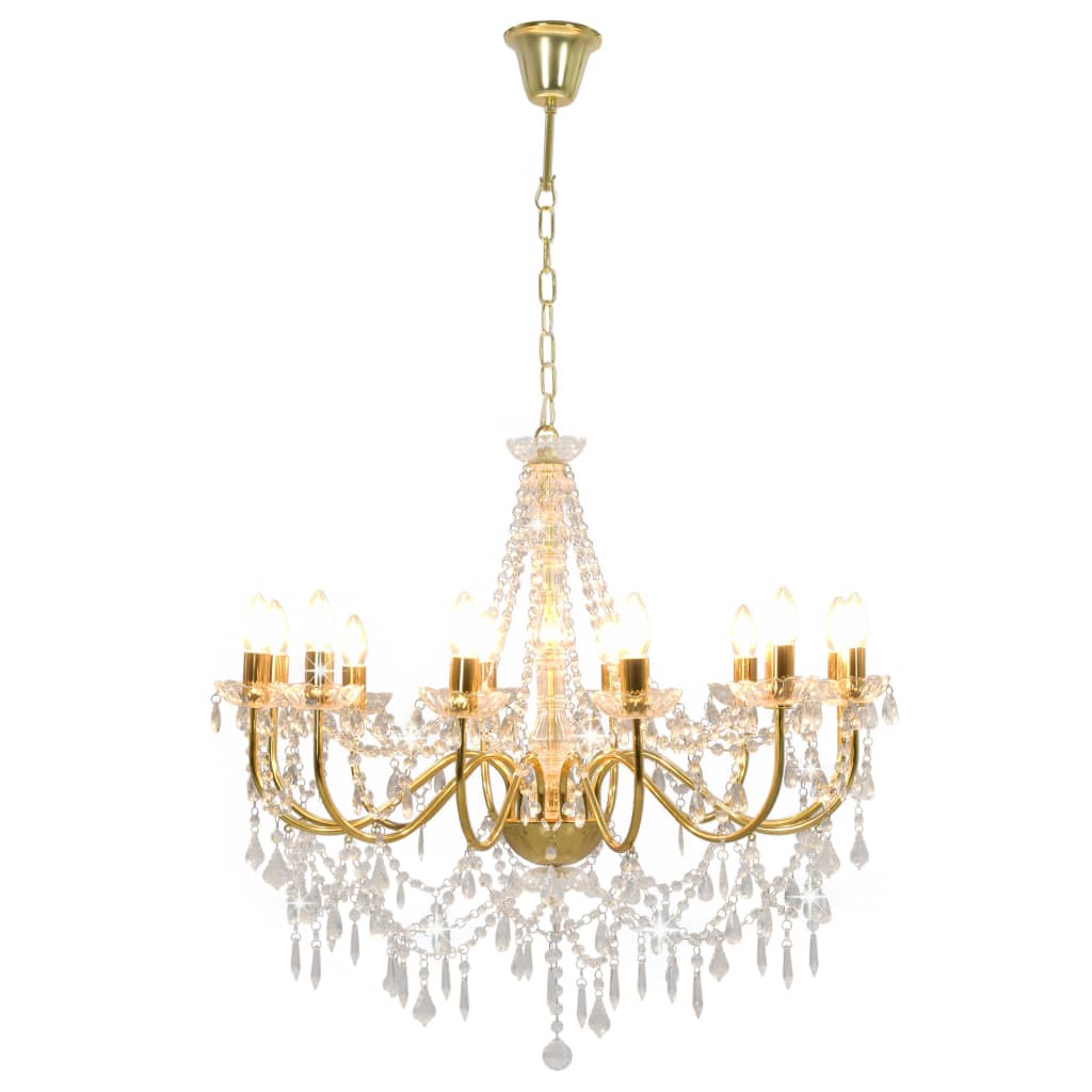 Lampadario con Perline Dorato 12 Lampadine E14 - homemem39