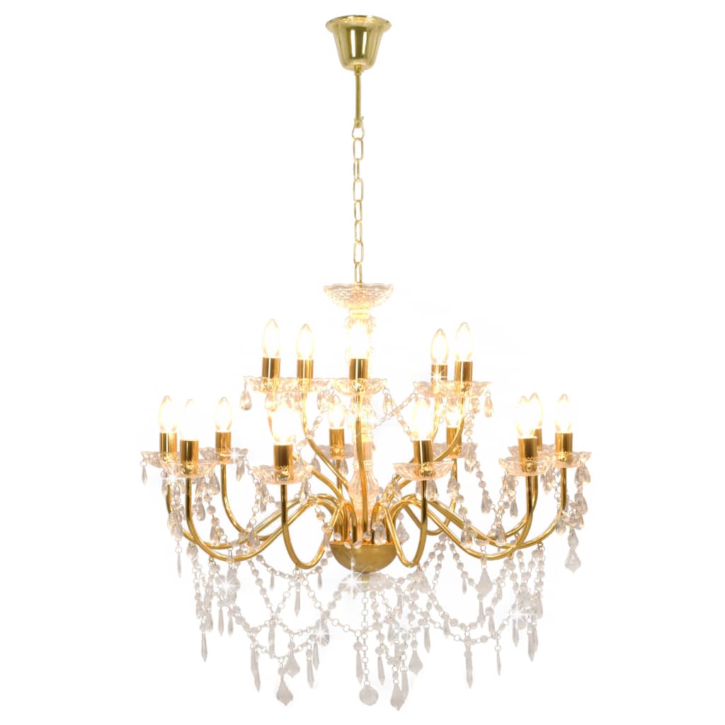 Lampadario a 2 Livelli Dorato 15 Lampadine E14 - homemem39
