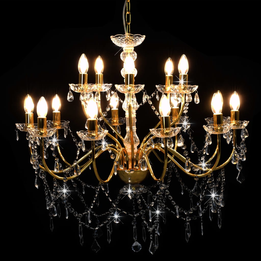 Lampadario a 2 Livelli Dorato 15 Lampadine E14 - homemem39