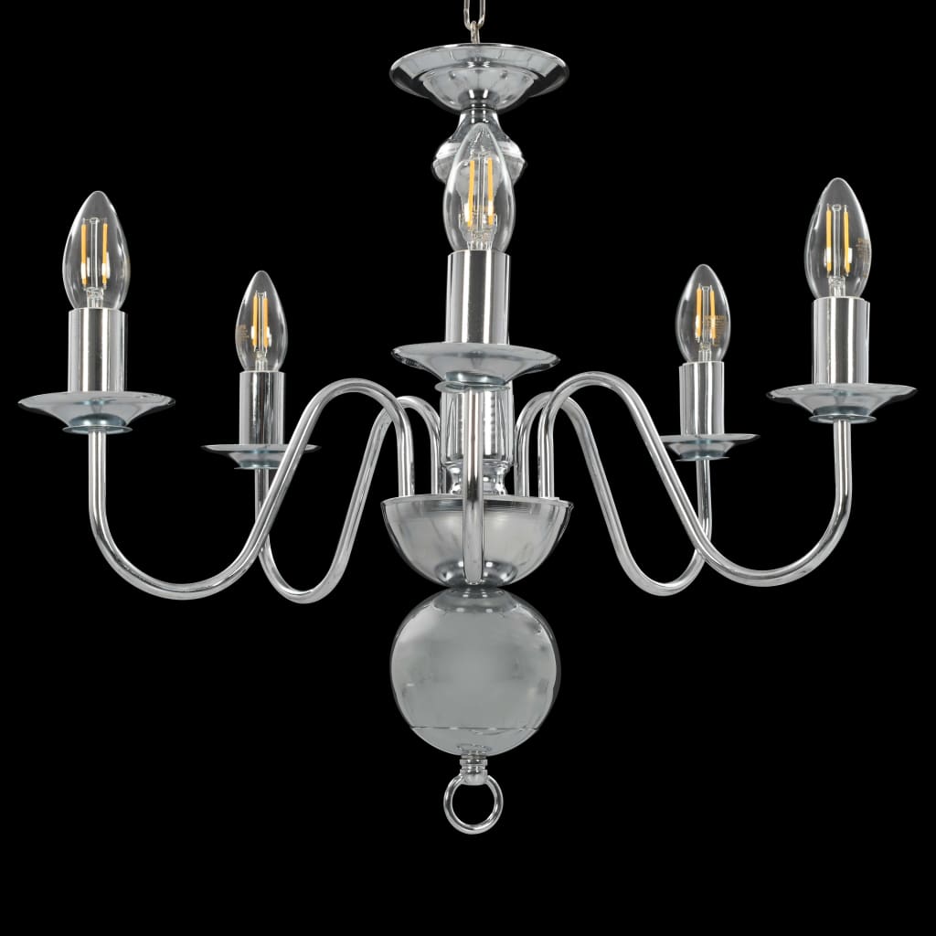 Lampadario Argento 5 Lampadine Attacco E14 - homemem39
