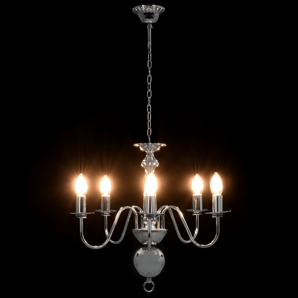 Lampadario Argento 5 Lampadine Attacco E14 - homemem39