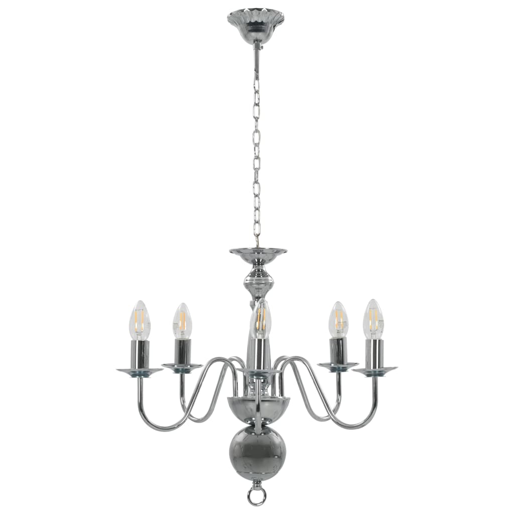 Lampadario Argento 5 Lampadine Attacco E14 - homemem39