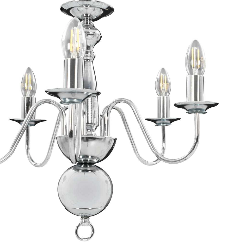 Lampadario Argento 5 Lampadine Attacco E14 - homemem39