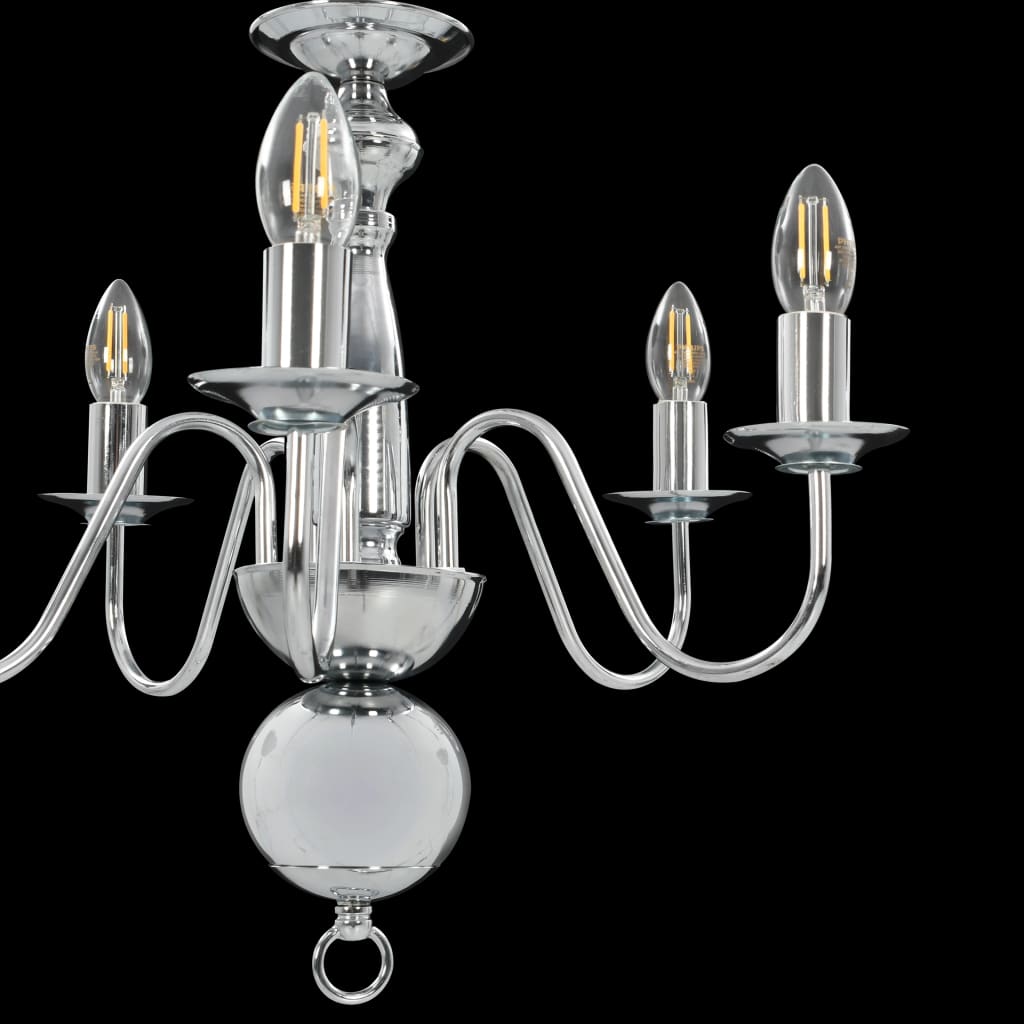 Lampadario Argento 5 Lampadine Attacco E14 - homemem39