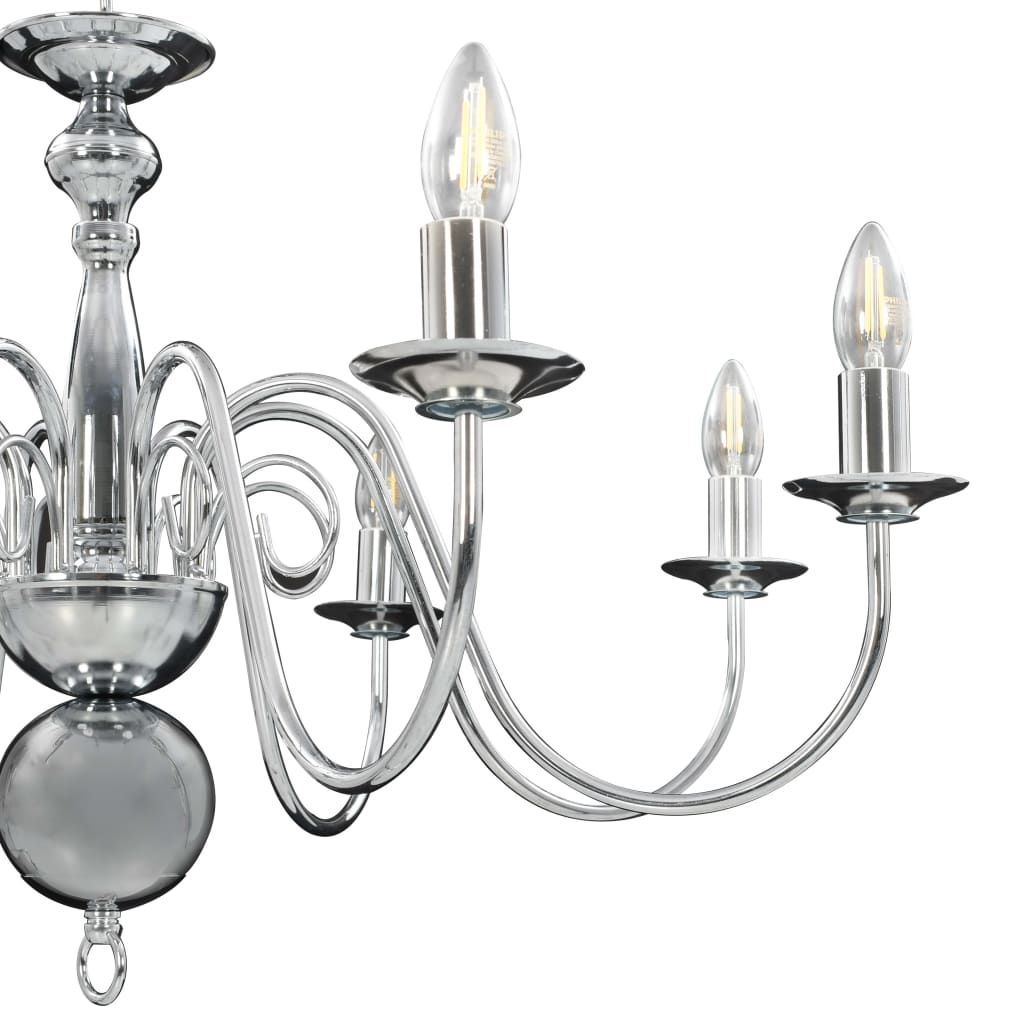 Lampadario Argento con 8 Lampadine E14 - homemem39