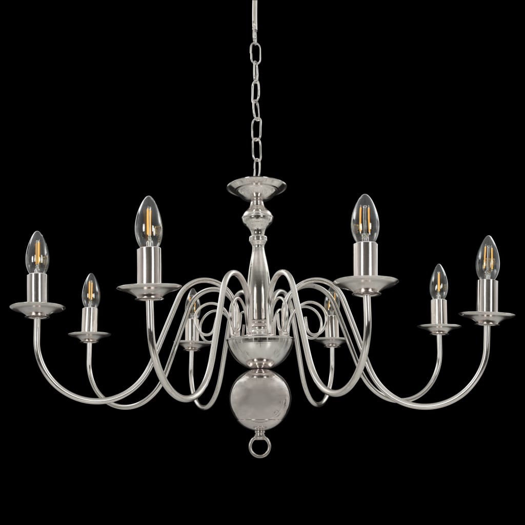 Lampadario Argento con 8 Lampadine E14 - homemem39