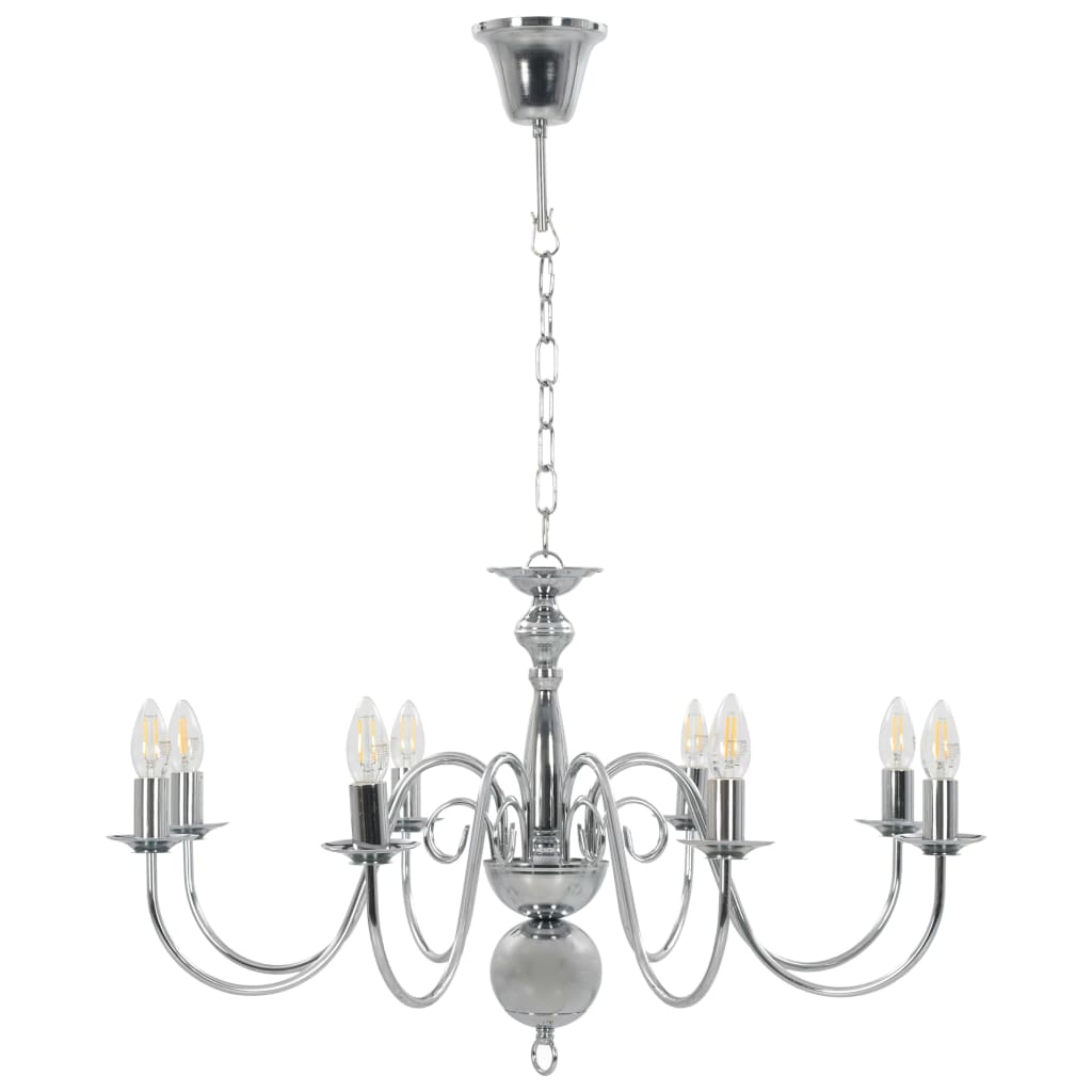 Lampadario Argento con 8 Lampadine E14 - homemem39