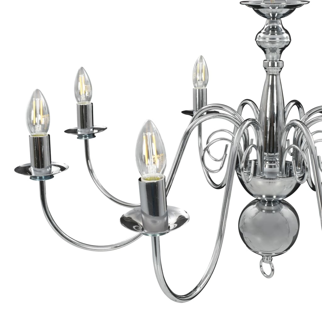 Lampadario Argento con 8 Lampadine E14 - homemem39