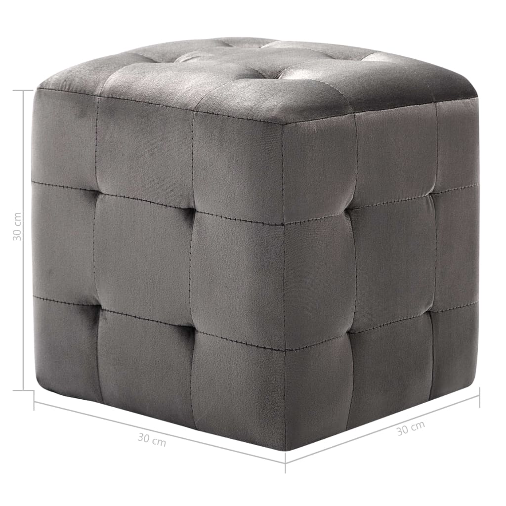 Comodini 2 pz Grigio 30x30x30 cm in Tessuto Vellutato | homemem39