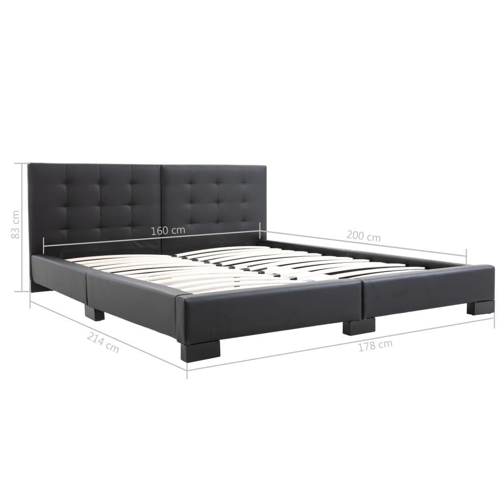 Struttura letto senza materasso in similpelle nera 200x160 cm