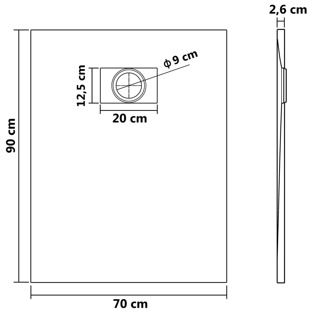 Piatto Doccia in SMC Nero 90x70 cm - homemem39