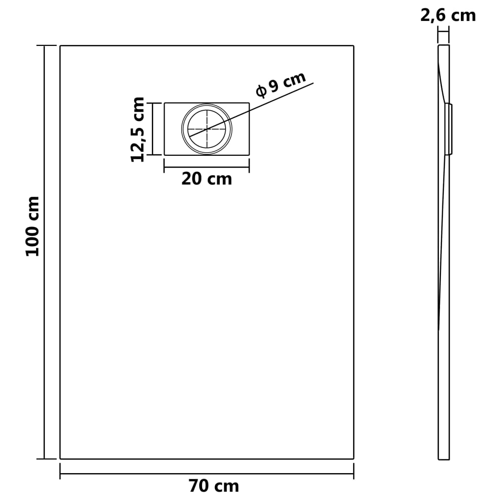 Piatto Doccia in SMC Nero 100x70 cm - homemem39