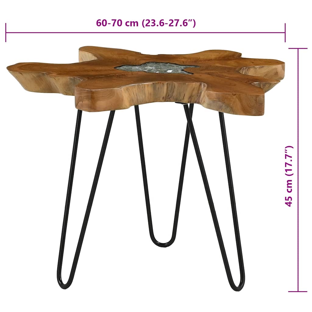 Tavolino da Salotto 70x45 cm Legno Massello Teak e Poliresina | homemem39