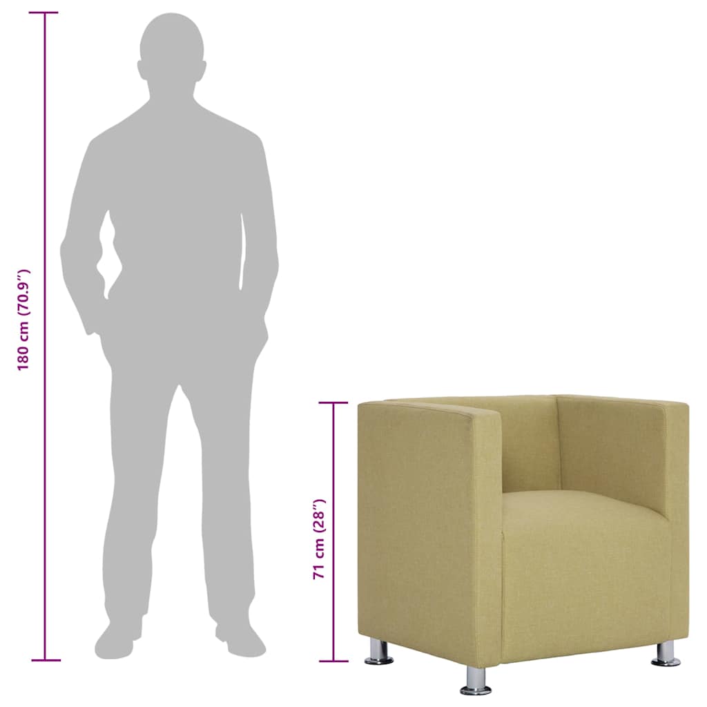 Poltrona a Cubo Verde in Tessuto