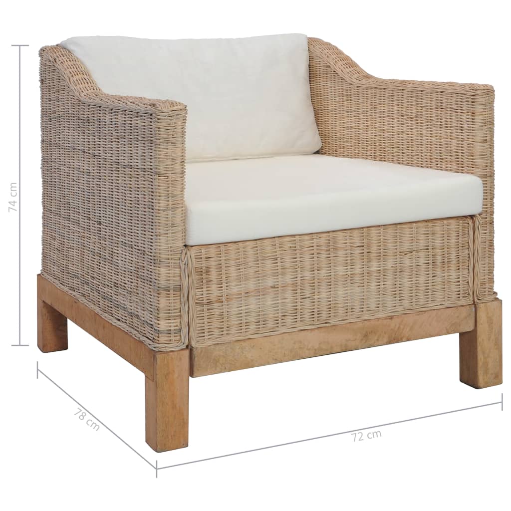 Poltrona con Cuscini in Rattan Naturale - homemem39
