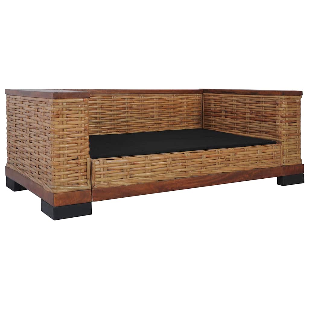 Divano a 2 Posti con Cuscini Marrone in Rattan Naturale | homemem39