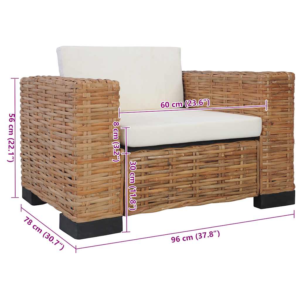 Poltrona con Cuscini in Rattan Naturale - homemem39