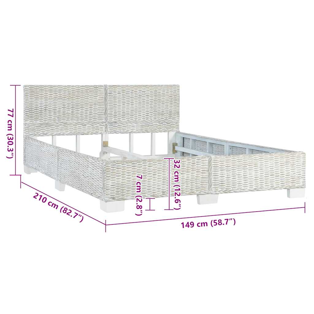 Giroletto senza Materasso Grigio Vero Rattan 140x200 cm