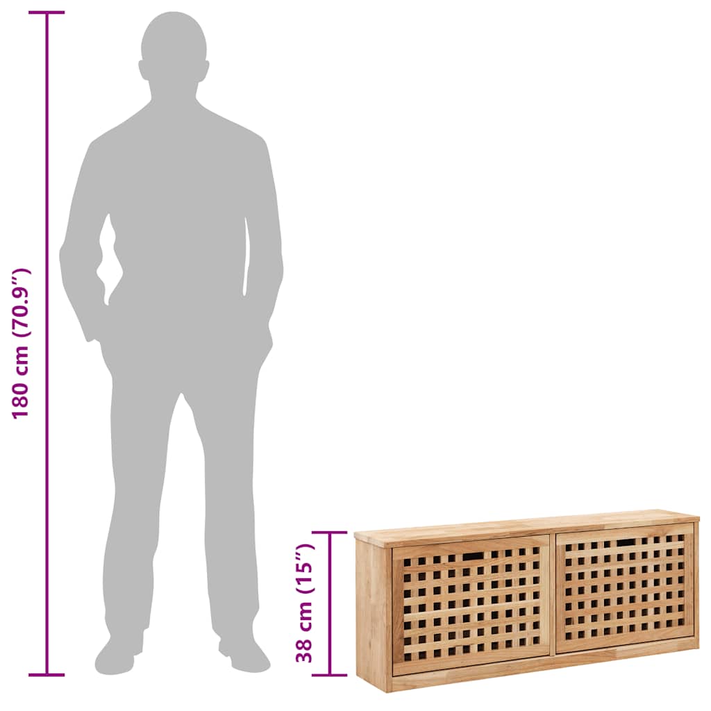 Panca con Scarpiera 94x20x38 cm in Legno Massello di Noce - homemem39