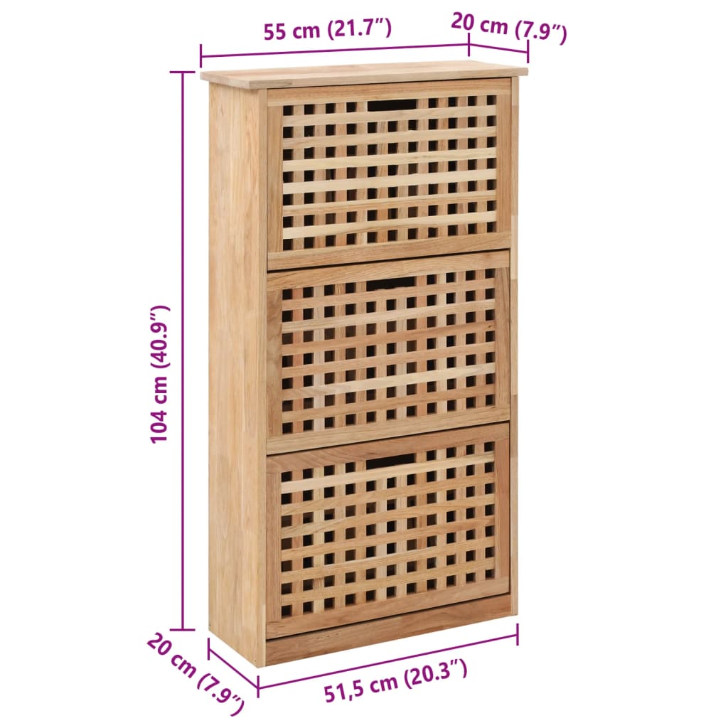 Panca con Scarpiera 55x20x104 cm in Legno Massello di Noce - homemem39