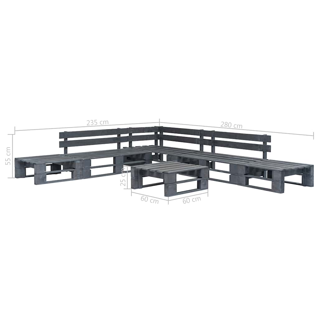 Set Salotto da Giardino 6 pz Pallet in Legno Grigio | homemem39
