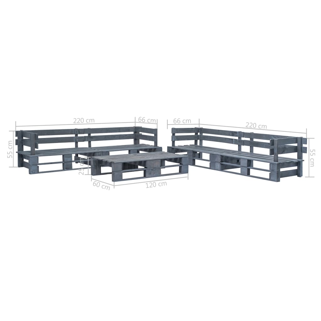 Set Mobili da Giardino 6 pz Pallet Legno Grigio | homemem39