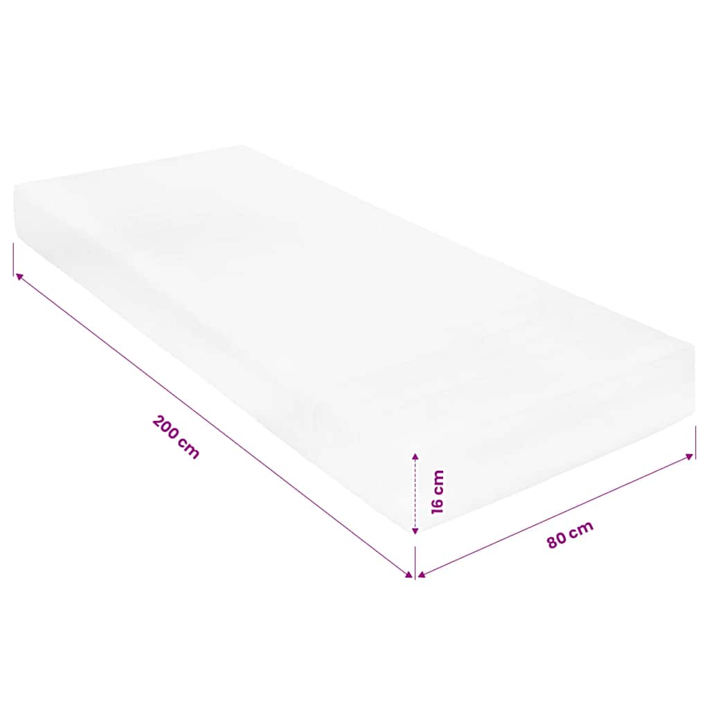Materasso 80x200 cm 7 Zone Schiuma di Poliuretano 16 cm H2 H3 | homemem39