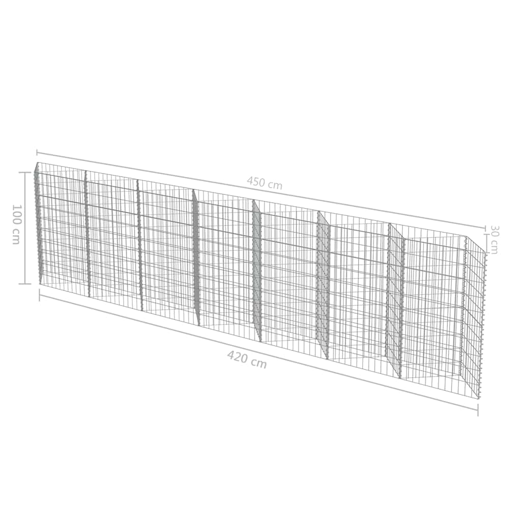 Gabbione in Acciaio Zincato 450x30x100 cm | homemem39